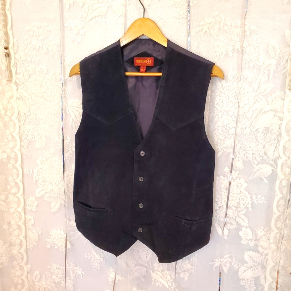 sheplers black suede vest